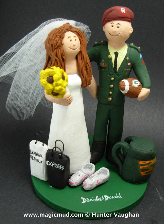 Paratrooper Groom In Uniform Wedding Cake Topper, Paratrooper with Beret Wedding Cake Topper, Paratrooper's Wedding Anniversary Gift