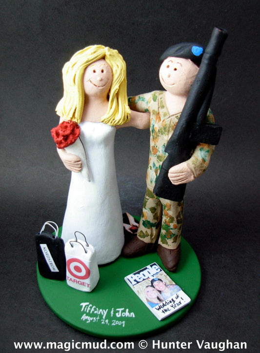 Soldier in Camo with M16 Wedding Cake Topper, Soldier's Wedding Anniversary Cake Topper, Military Wedding CakeTopper, Air Force Figurine - iWeddingCakeToppers