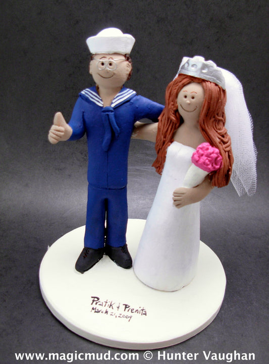 Sailor Groom Wedding Cake Topper, Sailor Wedding Anniversary Gift/Cake Topper, Military Wedding Cake Topper, Wedding Anniversary Cake Topper