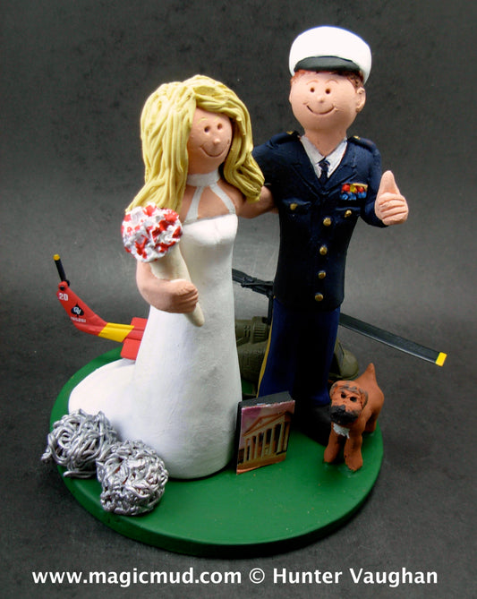 Helicopter Pilot's Wedding Cake Topper, Helicopter Pilot's Wedding Anniversary Gift/Cake Topper, Black Hawk Chopper Wedding Cake Topper, - iWeddingCakeToppers