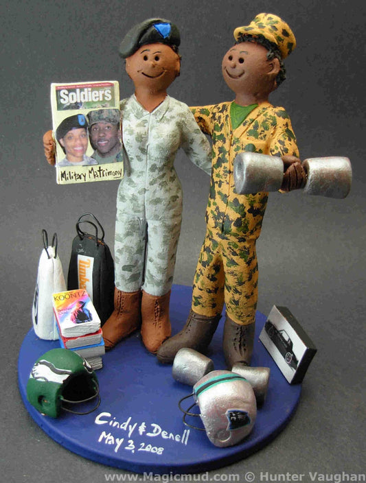 African American Soldier's Wedding CakeTopper, African American Soldier's Wedding Anniversary Gift, Military Wedding Anniversary CakeTopper, - iWeddingCakeToppers