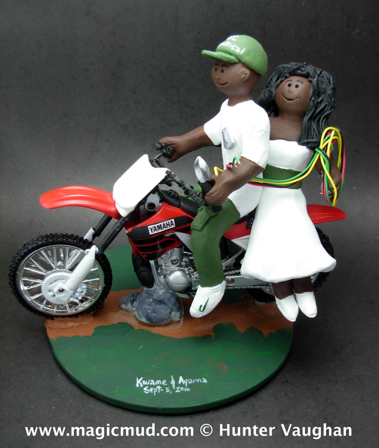 African American Motorcycle Wedding Cake Topper - Custom Made