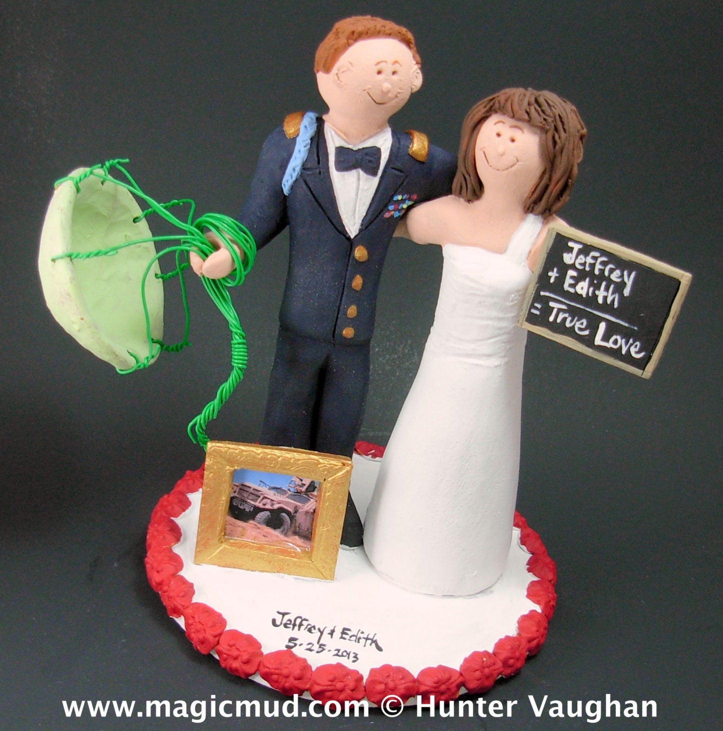 Teacher Bride Marries Paratrooper Groom Wedding Cake Topper, Soldier's Wedding Cake Topper, Military Wedding Cake Topper, Navy  Cake Topper
