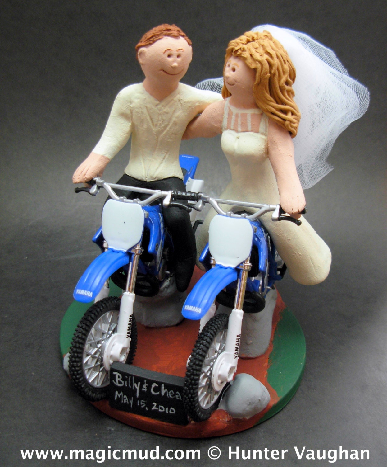 Desert Dirt Bike Motorcycle Wedding Cake Topper, Anniversary Gift for Honda Motorcycle Riders, Honda Dirt Biker's Wedding Anniversary Gift.