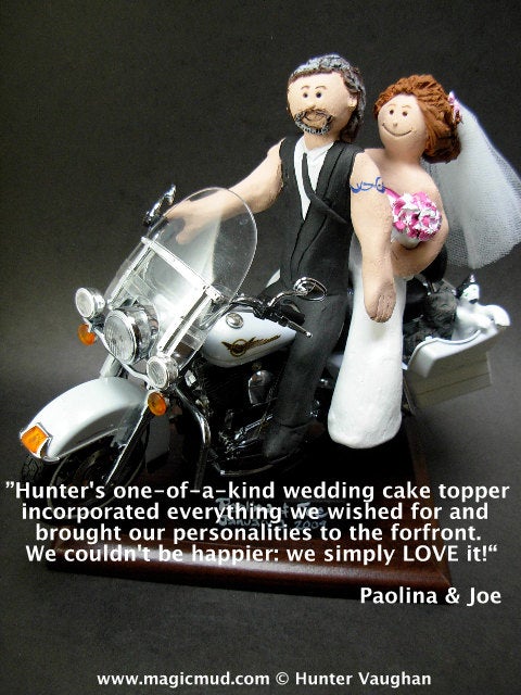 Wedding CakeTopper for Yamaha Dirt Bike Motorcycle Riders, Anniversary Gift for Honda Motorcycle Riders,Wedding Anniversary Gift/Cake Topper - iWeddingCakeToppers