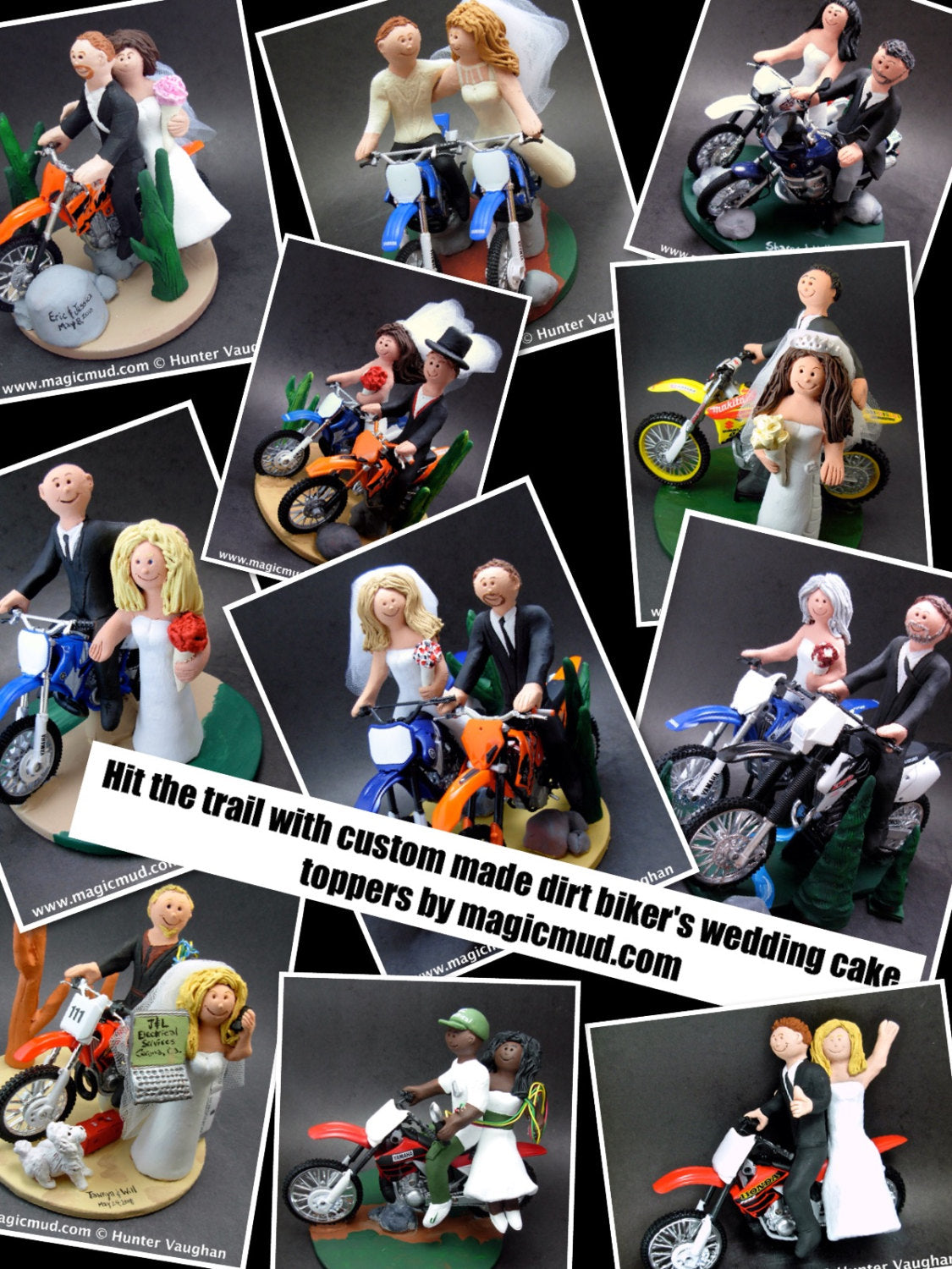 Kawasaki Off Road Motorcycle Wedding Cake Topper, Anniversary Gift for Motorcycle Riders, Dirt Biker's Wedding Anniversary Gift. - iWeddingCakeToppers