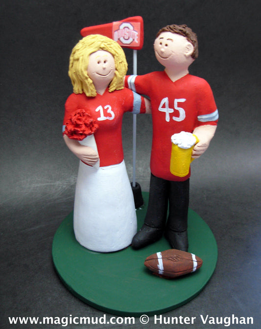 Ohio State Football Wedding Cake Topper, Ohio State Wedding Anniversary Gift/Cake Topper, NFL Football Wedding Cake Topper, NCAA Cake topper - iWeddingCakeToppers