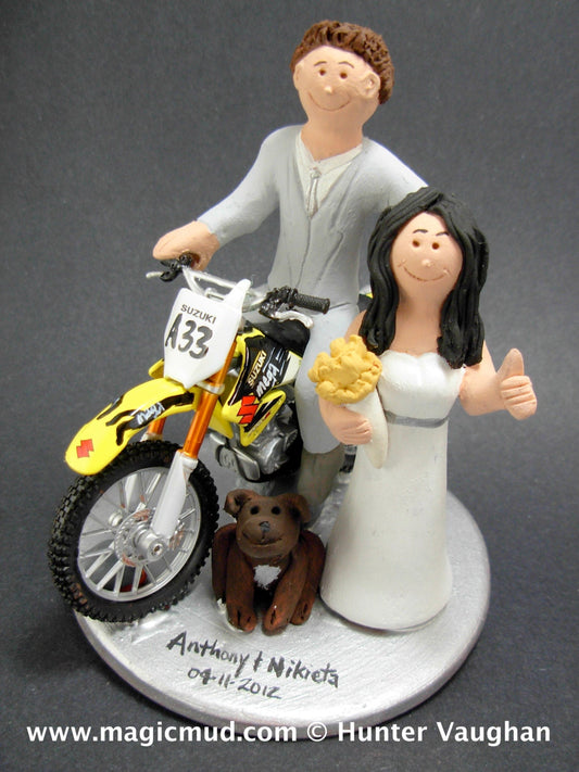 Off Road Suzuki Motorcycle Wedding Cake Topper, Anniversary Gift for Motorcycle Riders, Suzuki Motorcycle Wedding Anniversary Gift.