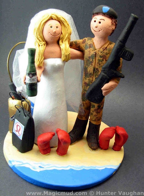 Paratrooper Groom In Uniform Wedding Cake Topper, Paratrooper with Beret Wedding Cake Topper, Paratrooper's Wedding Anniversary Gift