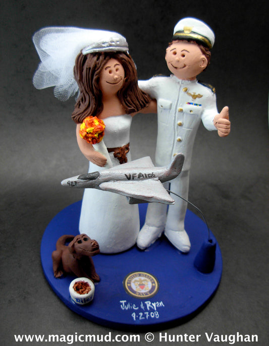 Air Force Jet Pilot Groom In Uniform Wedding Cake Topper, Jet Pilot WeddingAnniversary Gift/Cake Topper, F16 Jet Pilot's Wedding Cake Top. - iWeddingCakeToppers