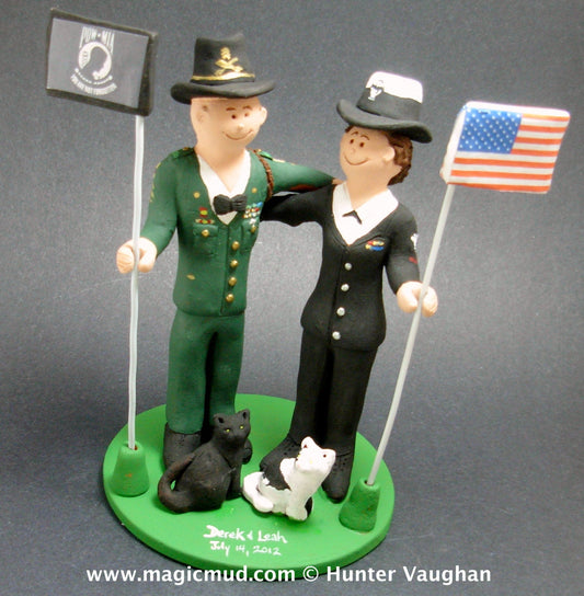 Navy Bride Marries Army Groom Wedding CakeTopper, Navy Bride Wedding Anniversary Gift/Cake Topper, Military Wedding Anniversary Cake Topper.