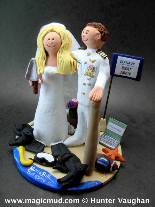 Navy Officer Wedding Cake Topper, Dress White Army Uniform Wedding Anniversary Gift/Cake Topper, Military Wedding Anniversary Cake Topper,