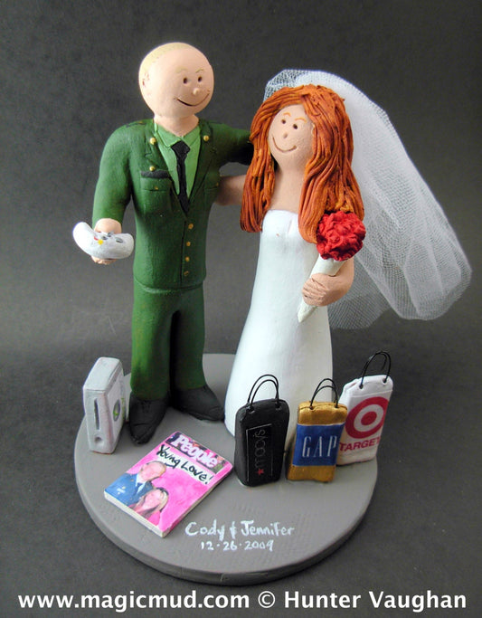 Bald Marine's Wedding Cake Topper,  Soldier's Wedding Cake Topper, Military Wedding Cake Topper, Army / Air Force / Navy Wedding Cake Topper