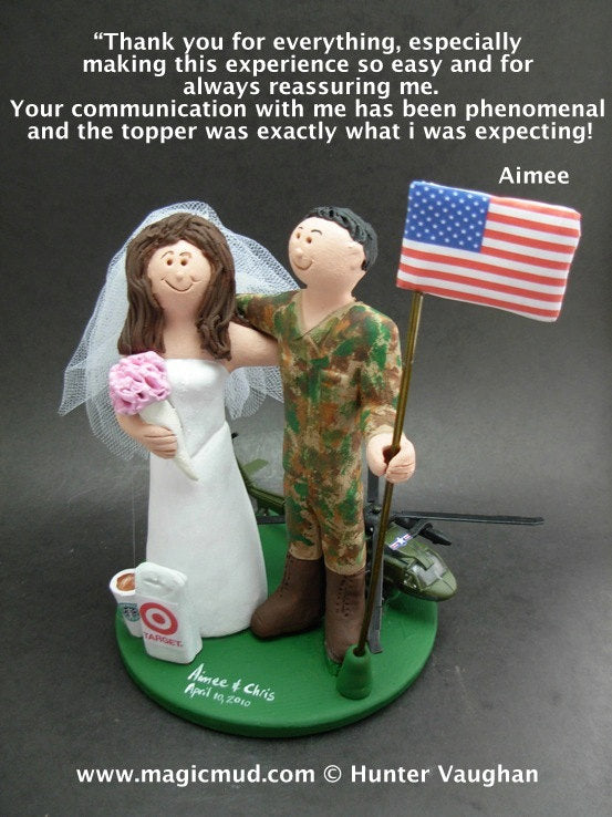 Bride with Camouflage Veil Wedding Cake Topper, Soldier's Wedding Anniversary Cake Topper, Military Wedding Anniversary Gift/CakeTopper, - iWeddingCakeToppers