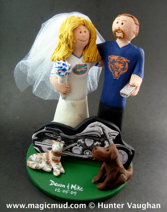 Chicago Bears Wedding Cake Topper, Florida Gators Wedding Cake Topper, Chicago Bears Wedding Anniversary Gift, Florida Gators Wedding Gift - iWeddingCakeToppers