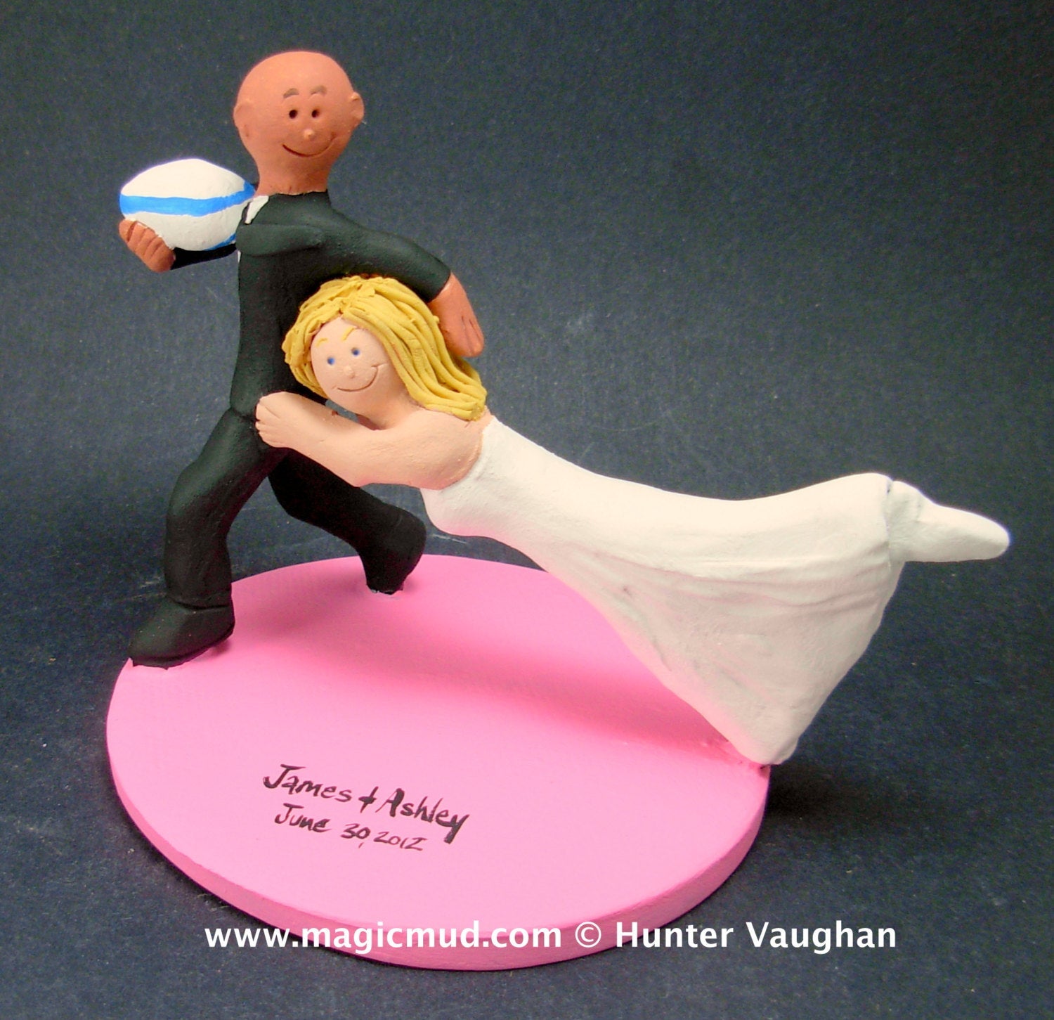 Bride Tackles Groom Football Wedding CakeTopper, Football Mom and Dad Wedding Anniversary Gift/Cake Topper, NFL Football Wedding CakeTopper, - iWeddingCakeToppers