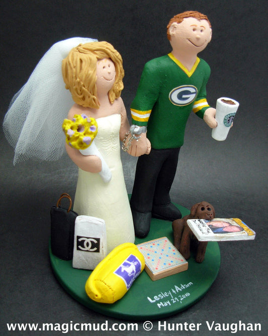 Georgia Bulldogs Football Wedding Cake Topper, Georgia Bulldogs Wedding Anniversary Gift , NFL Football Wedding CakeTopper, NCAA Cake topper - iWeddingCakeToppers