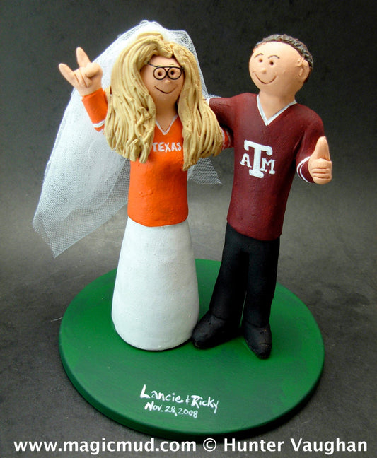 Texas Aggies A&M Football Wedding CakeTopper, Football Wedding Anniversary Gift/Cake Topper, NFL Football Wedding CakeTopper,NCAA Caketopper - iWeddingCakeToppers