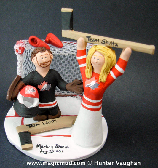 Team Canada Hockey Wedding Cake Topper, Hockey Bride and Groom Wedding Cake Topper, Hockey Wedding Anniversary Gift, Hockey Wedding Statue - iWeddingCakeToppers