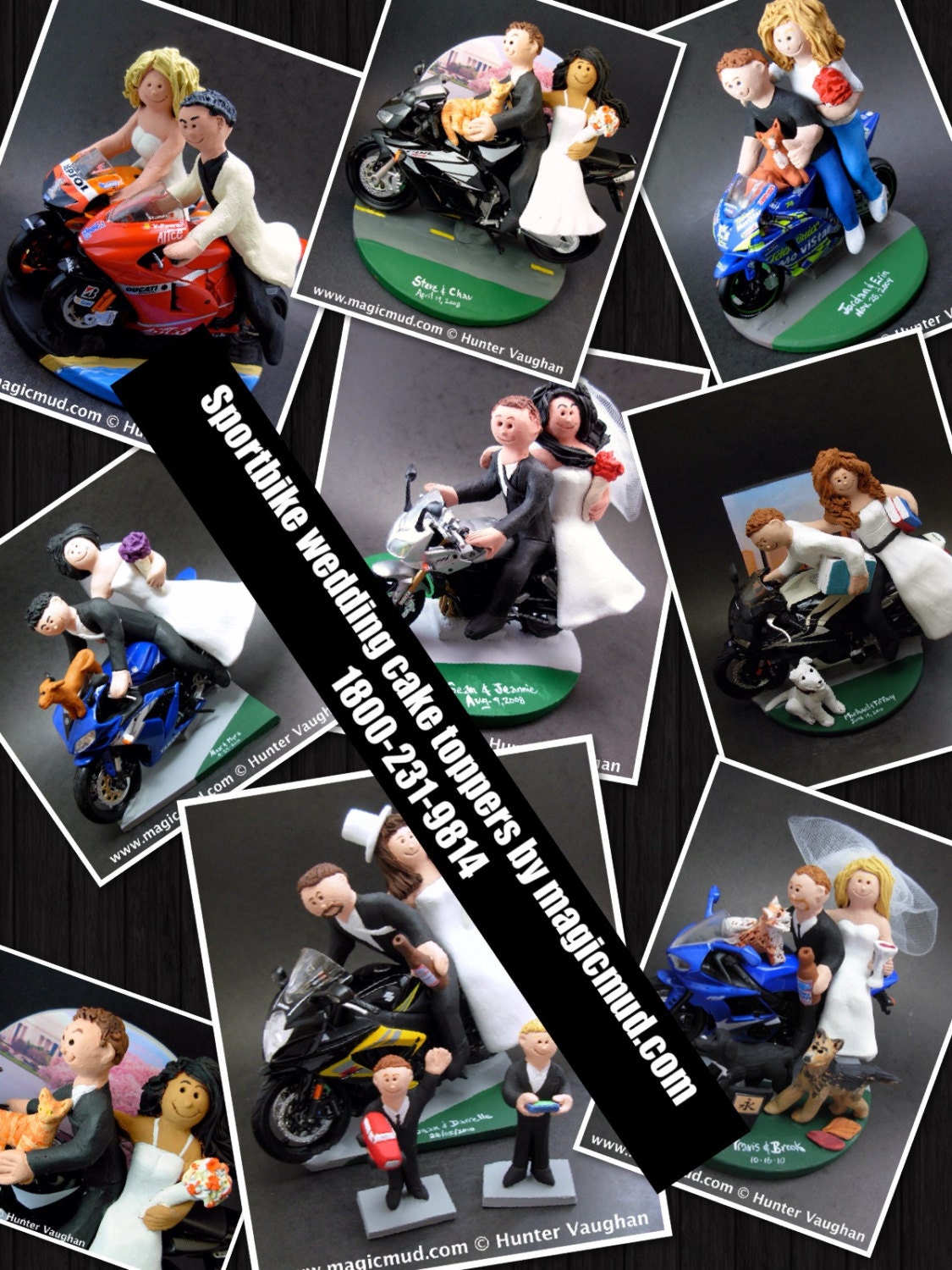 Bride and Groom on Sportbike Motorcycles Wedding Cake Topper,  Motorcycle Wedding Cake Topper, Motorcycle Riders Wedding Anniversary Gift