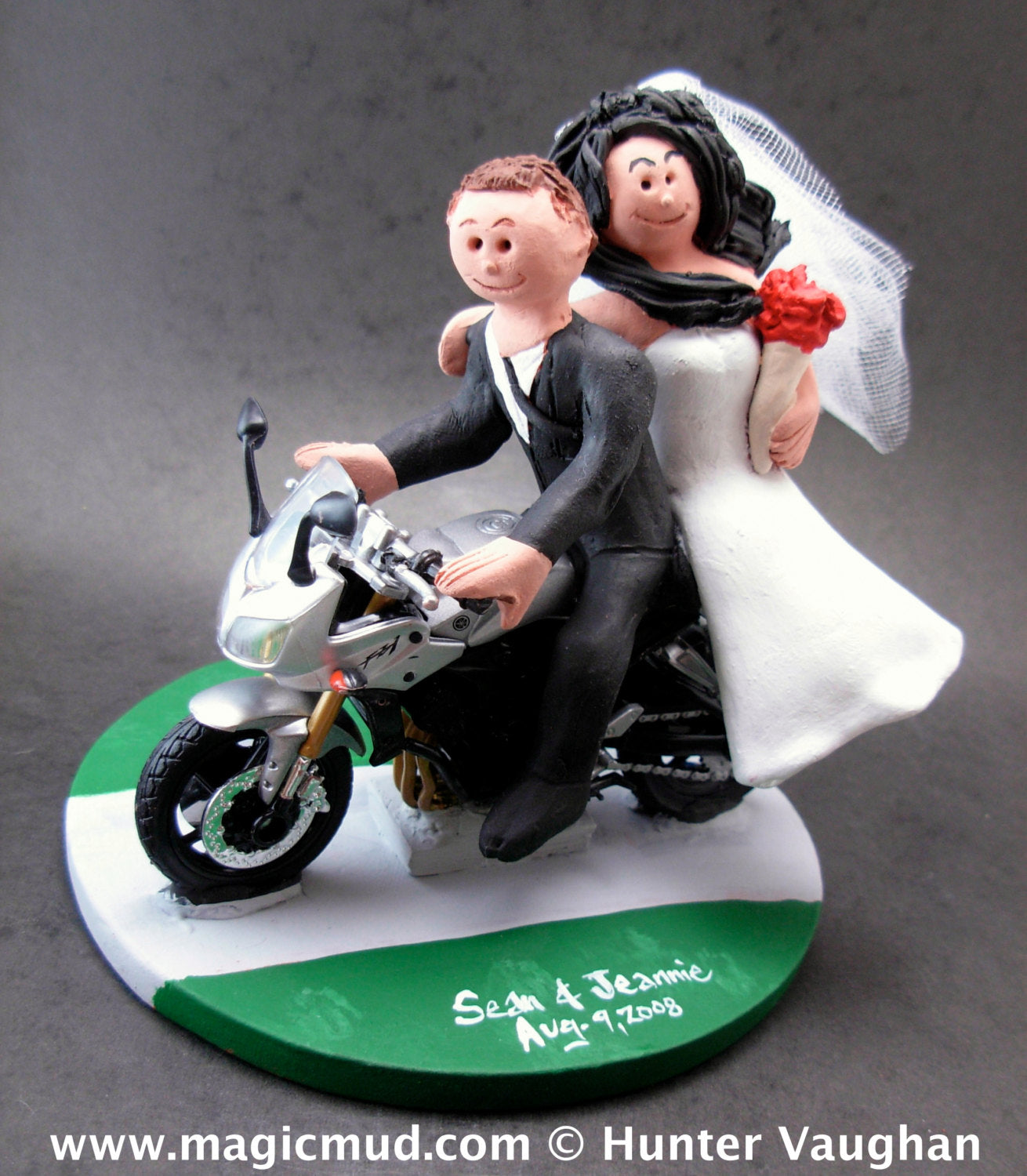Yamaha Sportbike Motorcycle Wedding Cake Topper,  Motorcycle Wedding Cake Topper, Motorcycle Riders Wedding Cake Topper, Bikers Wed Figurine - iWeddingCakeToppers
