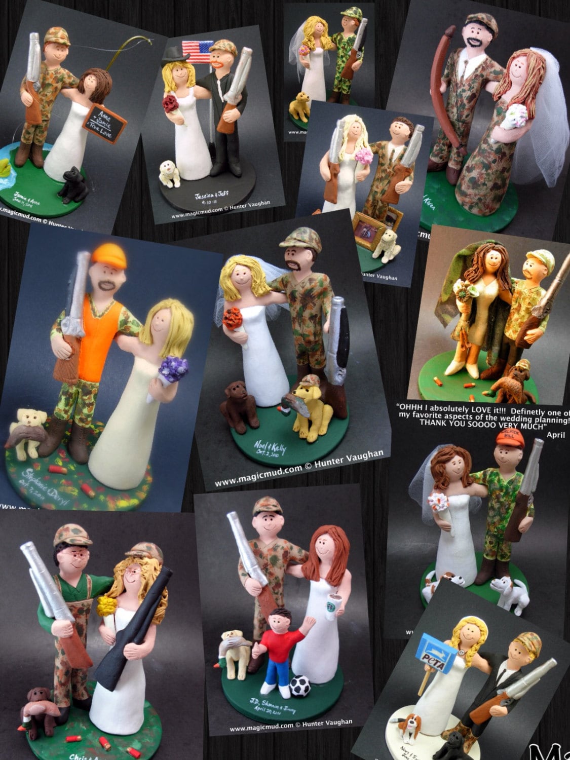 NRA Hunter Groom Wedding Cake Topper, Cowboy Bride Wedding Cake Topper, Old Glory Wedding Cake Topper, Camouflage Groom Wedding Cake Topper
