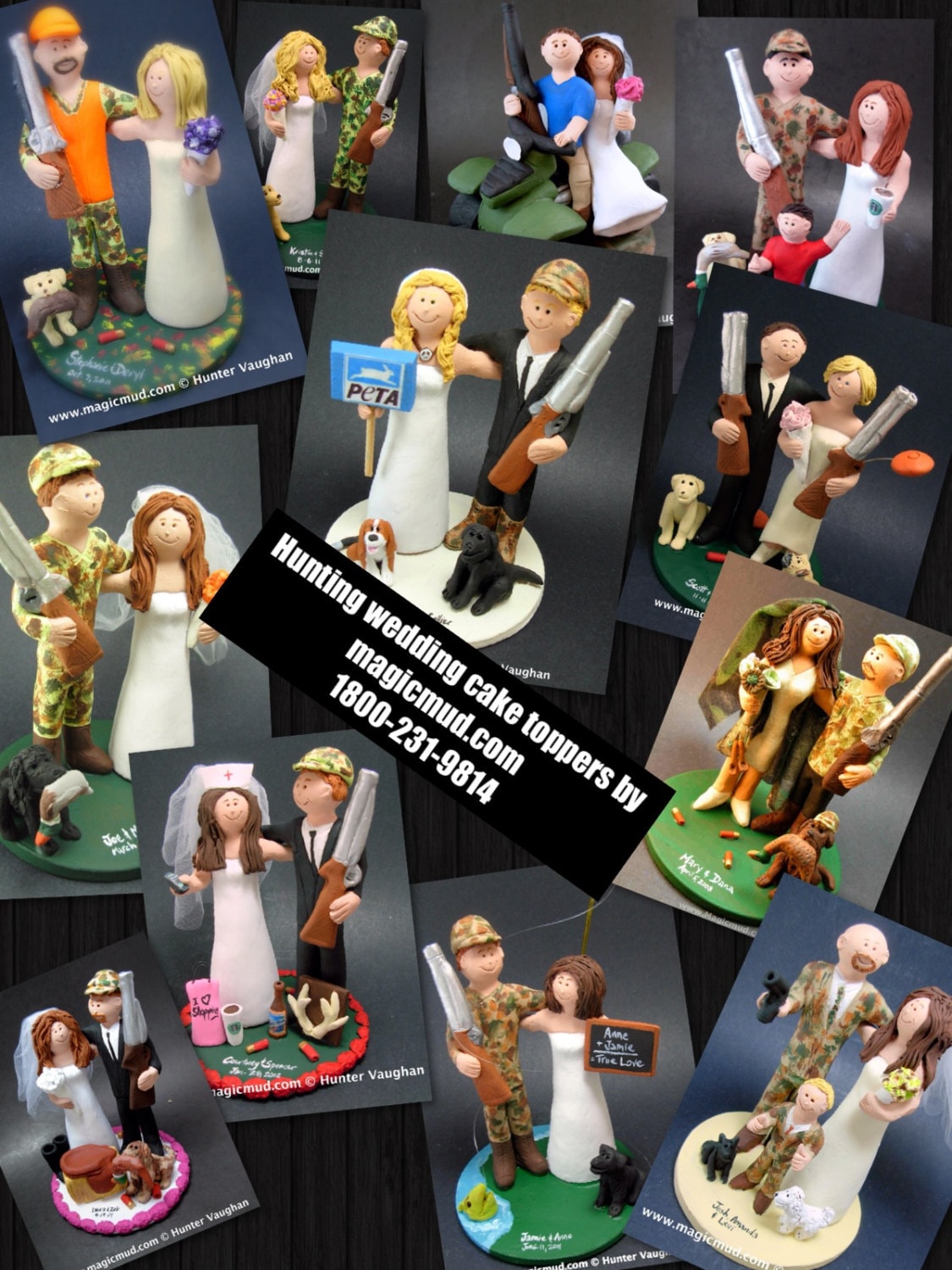 Bow Hunting Bride Shotgun Groom Wedding Cake Topper, Hunters Wedding CakeTopper, Redneck Wedding Cake Topper, Bow Hunters Wedding CakeTopper