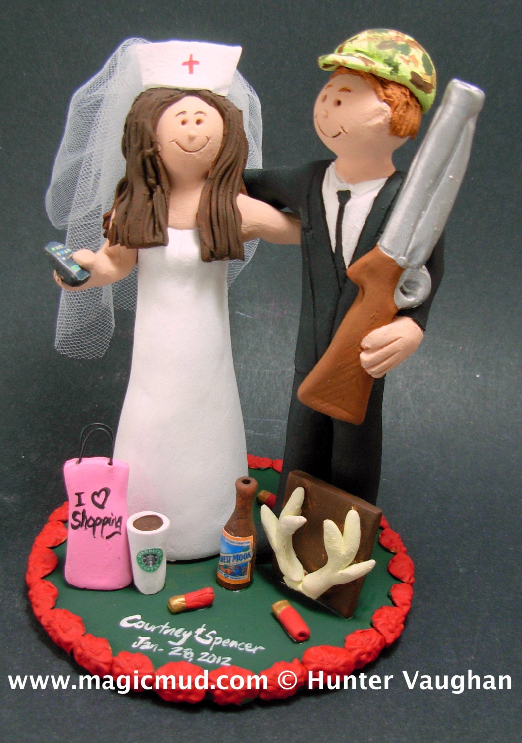 Bride with Iphone Wedding Cake Topper, Hunters Wedding Cake Topper, Redneck Wedding CakeTopper, Nurse Wedding CakeTopper, Iphone Cake topper - iWeddingCakeToppers