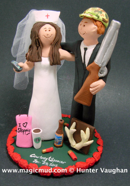 Bride with Iphone Wedding Cake Topper, Hunters Wedding Cake Topper, Redneck Wedding CakeTopper, Nurse Wedding CakeTopper, Iphone Cake topper