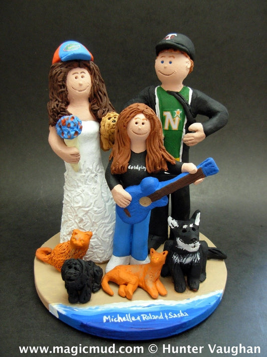 Bride and Groom with Son Wedding Cake Topper, Wedding CakeTopper with Kids, 2nd Marriage CakeTopper, Wedding Anniversary Figurine CakeTopper