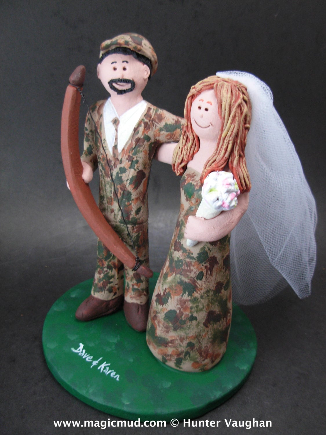 Bow Hunting Bride Shotgun Groom Wedding Cake Topper, Hunters Wedding CakeTopper, Redneck Wedding Cake Topper, Bow Hunters Wedding CakeTopper