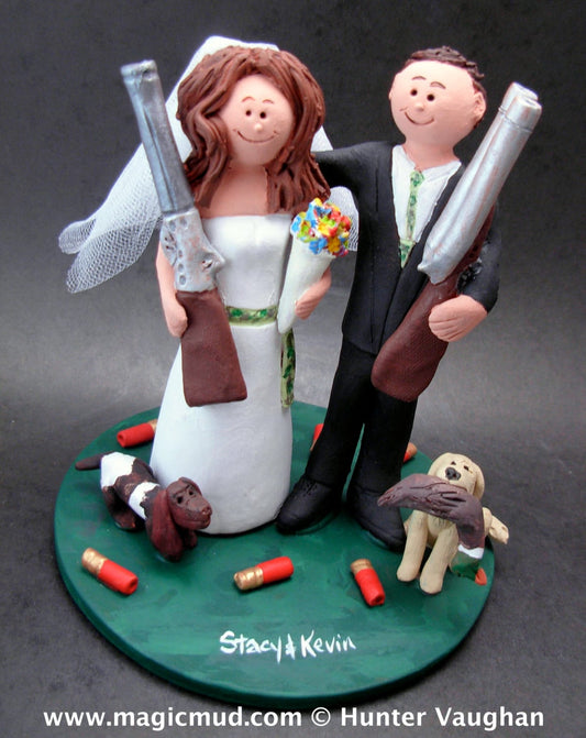Shotgun Bride Wedding Cake Topper,  Duck Hunters Wedding Cake Topper, Redneck Wedding Cake Topper, Camouflage Groom Wedding Cake Topper