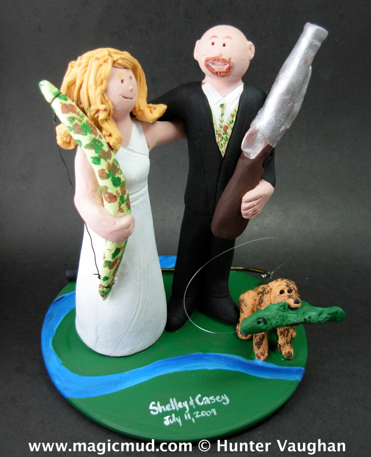 Bow Hunting Bride Shotgun Groom Wedding Cake Topper, Hunters Wedding CakeTopper, Redneck Wedding Cake Topper, Bow Hunters Wedding CakeTopper