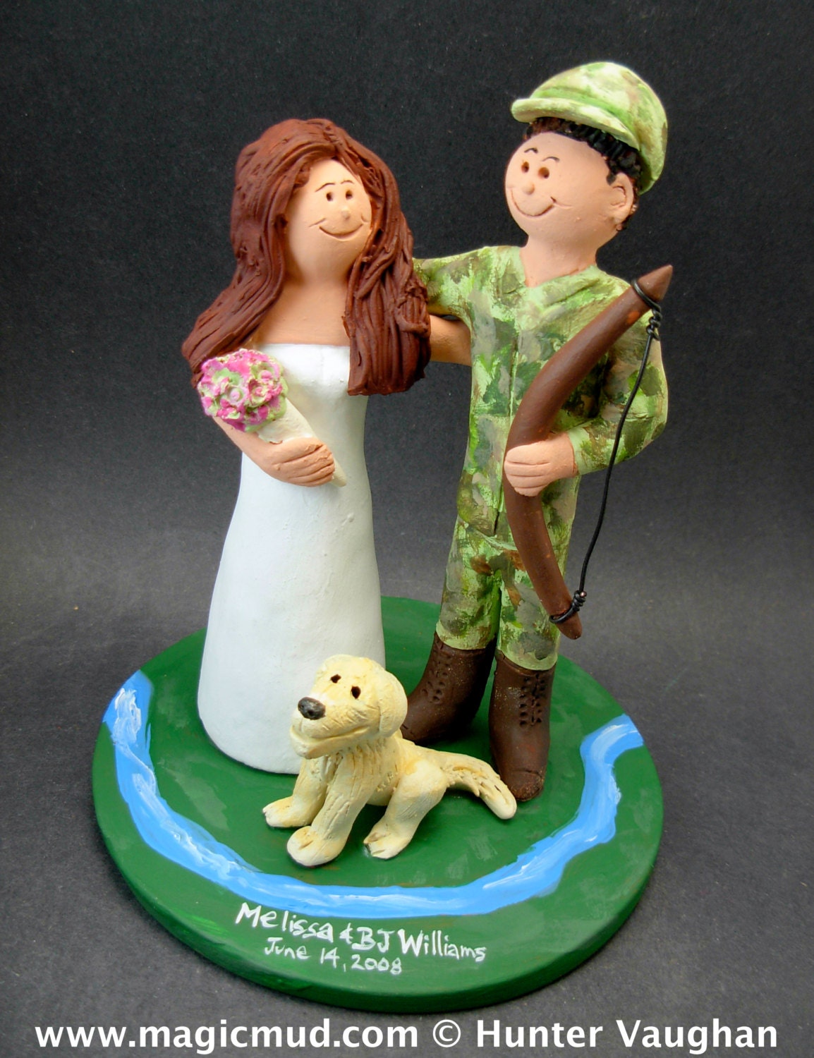 Hunting Wedding Cake Topper, Hunters Wedding Cake Topper, Redneck Wedding Cake Topper, Camouflage Groom Wedding Cake Topper
