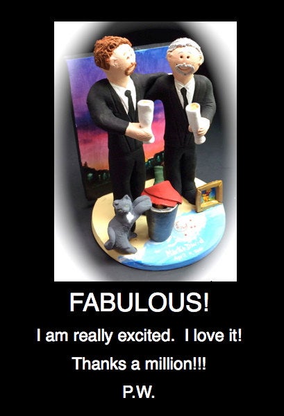 Wedding Cake Topper for Two Gay Men, gay marriage figurine, Same Sex Wedding Cake Topper Wedding Cake Topper - iWeddingCakeToppers