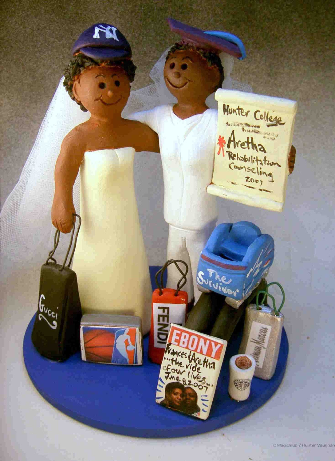 African American Lesbian's Wedding Cake Topper, Same Sex Wedding Cake Topper, Gay Women's Wedding Cake Topper, Two Bride Wedding Cake Topper - iWeddingCakeToppers