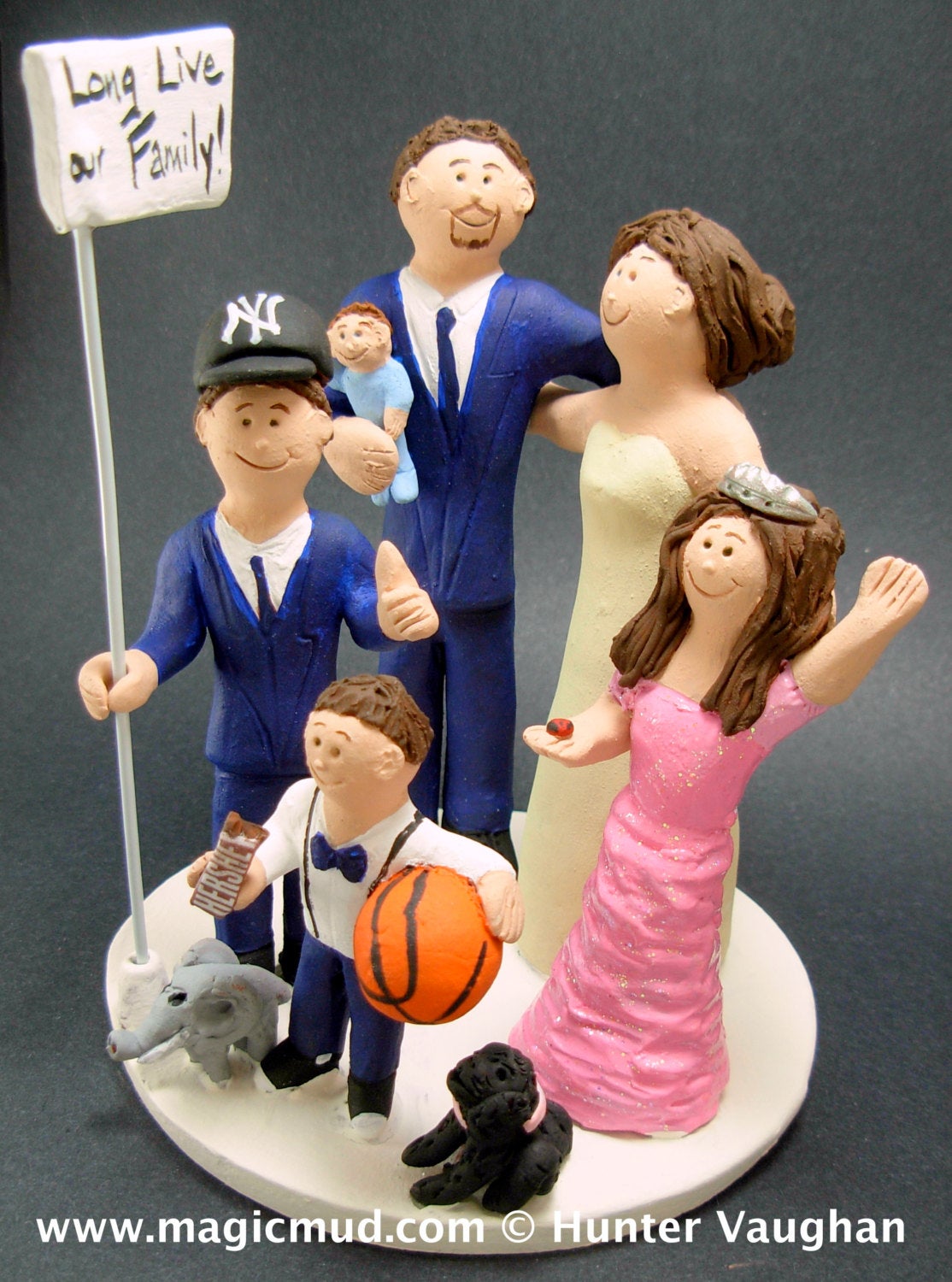 Wedding Cake Topper with Our Children, Wedding CakeTopper with Children, Mixed Family Wedding Cake Topper, Blended Family Wedding CakeTopper - iWeddingCakeToppers
