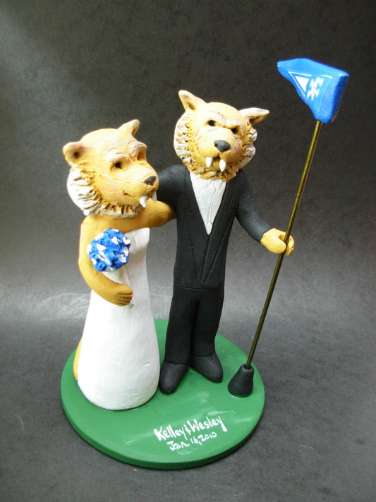 Cougars Football Wedding Cake Topper, Shasta Cougar Wedding Cake Topper, Arizona Cougar Wedding Cake Topper - iWeddingCakeToppers