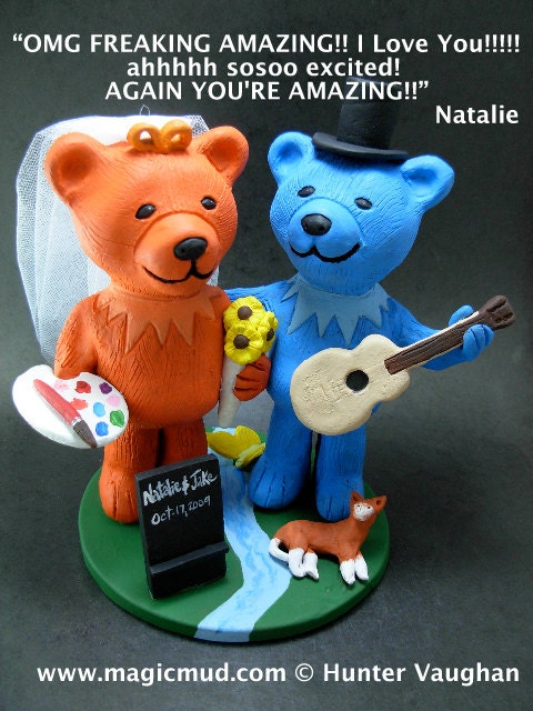 Bear and Gladiator college mascot wedding cake toppers, Bear Bride Wedding Cake Topper, Gladiator Mascot Groom Wedding Cake Topper