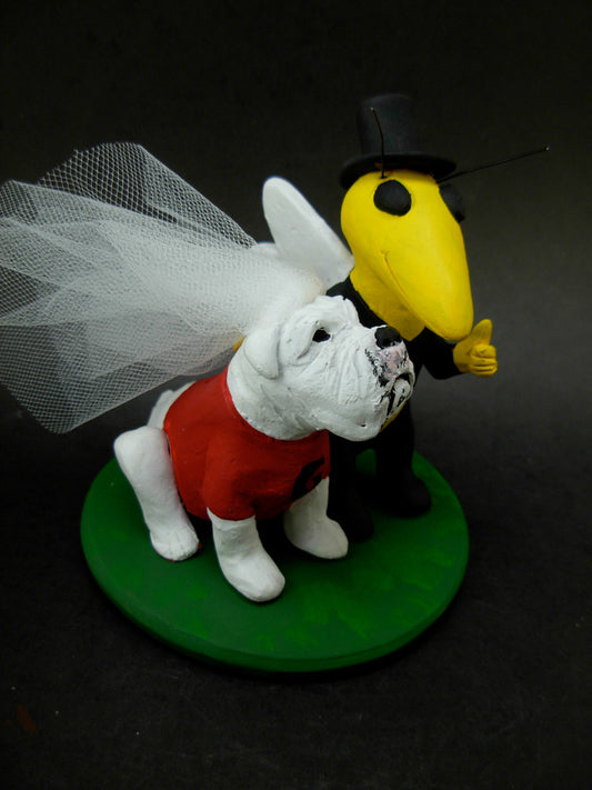 Georgia Bulldog Football Wedding Cake Topper, Georgia Tech Buzz Wedding Cake Topper - iWeddingCakeToppers