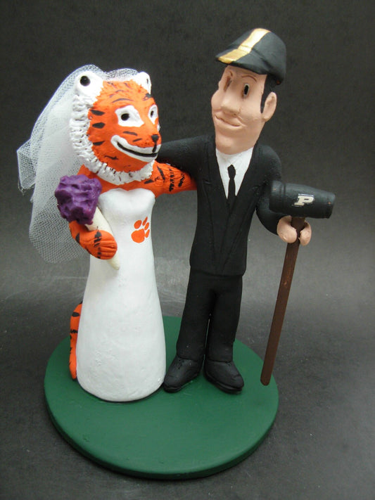 Purdue Football Wedding Cake Topper, Custom Made College Football Mascot Wedding Cake Topper