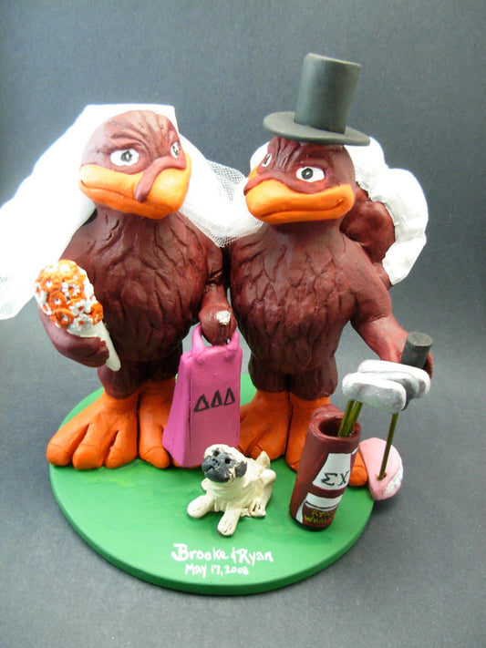 Hokie Bird Wedding Cake Topper - Custom Made