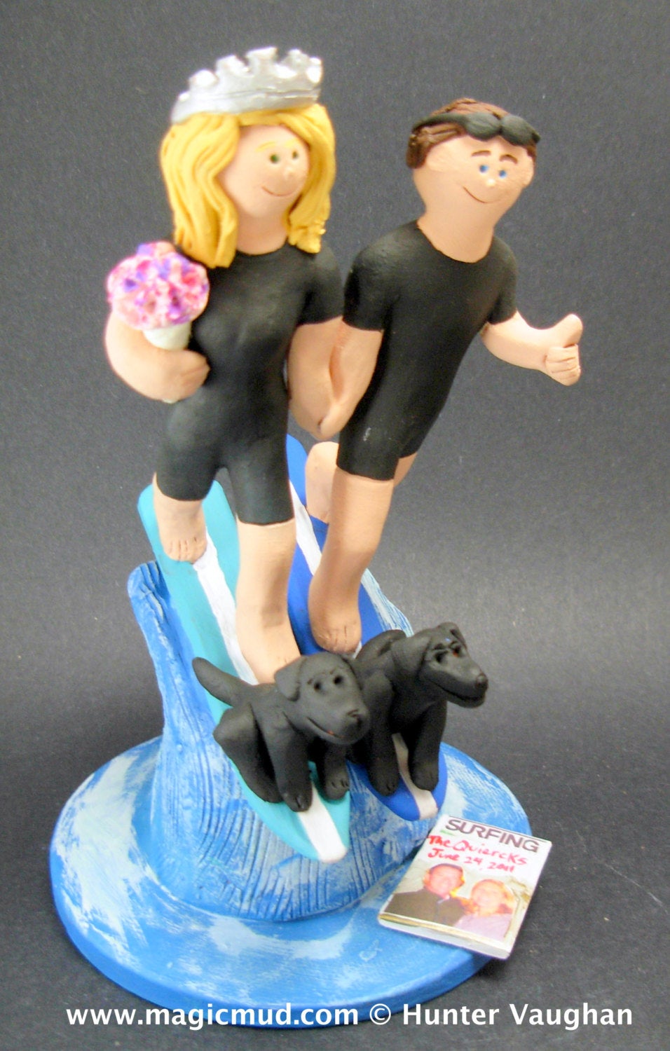 Lawyer Bride Wedding Cake Topper, Wedding Cake Topper for a Surfer Groom, Wedding Cake Topper for World Travellers, Surf Wedding Cake Topper - iWeddingCakeToppers