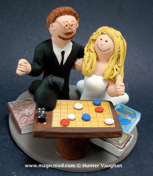 Dungeon and Dragon Board Game Players Wedding Cake Topper - Geeks Wedding Cake Topper, Gamer's Wedding Cake Topper, D&D Wedding Cake Topper