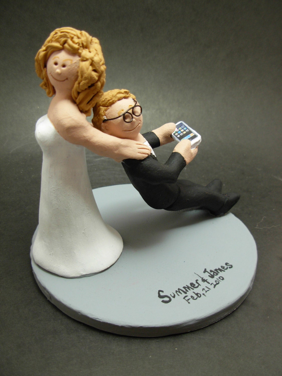 Video Gamer Groom Wedding Cake Topper - Bride Drag Video Gameing Groom Wedding Cake Topper, "Addicted to Gaming Apps" Wedding Cake Topper