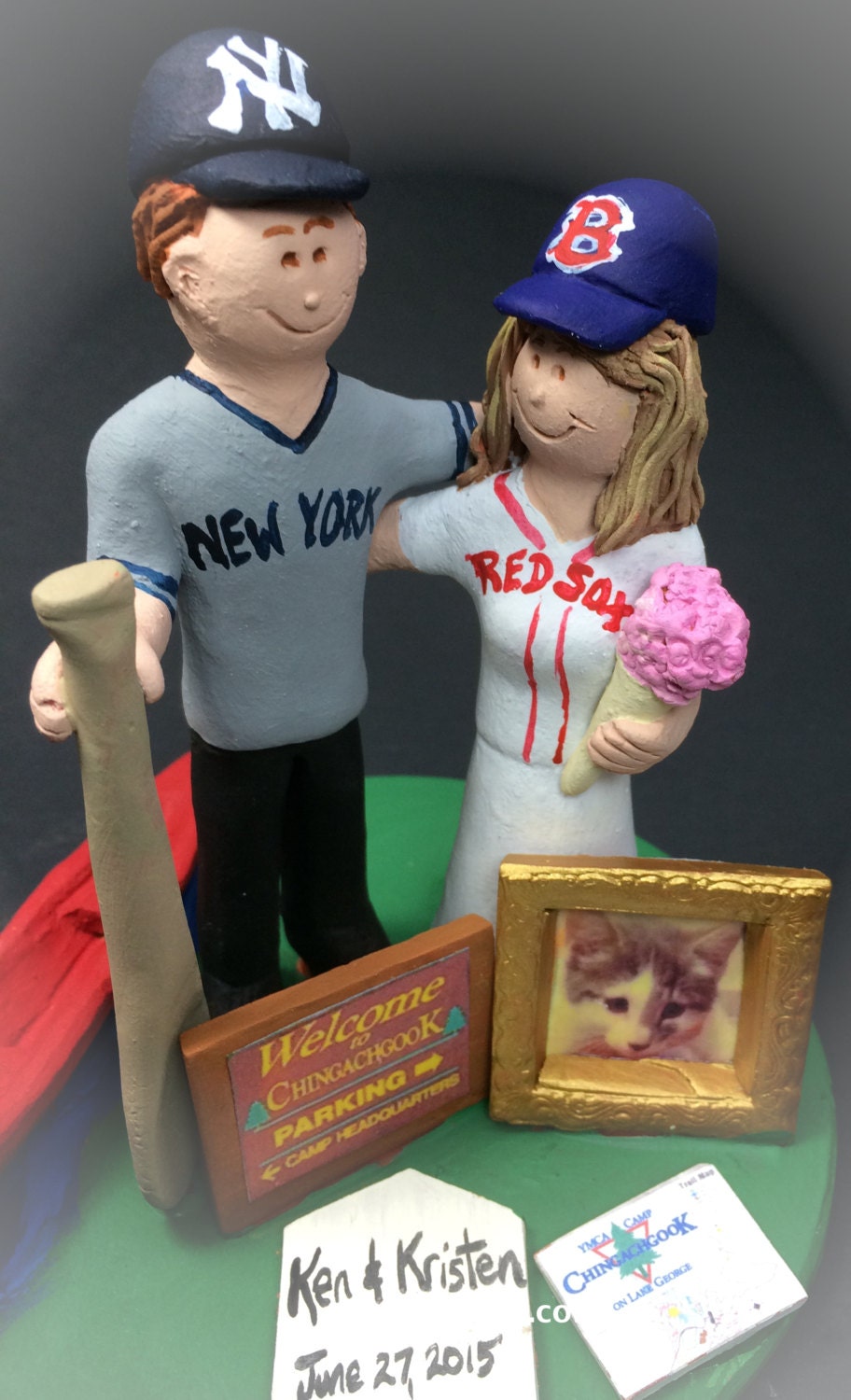 Bride and Groom Fish Off Dock Wedding Cake Topper - Fishing Wedding Cake Topper, At The Cottage Dock Wedding Cake Topper Custom Made
