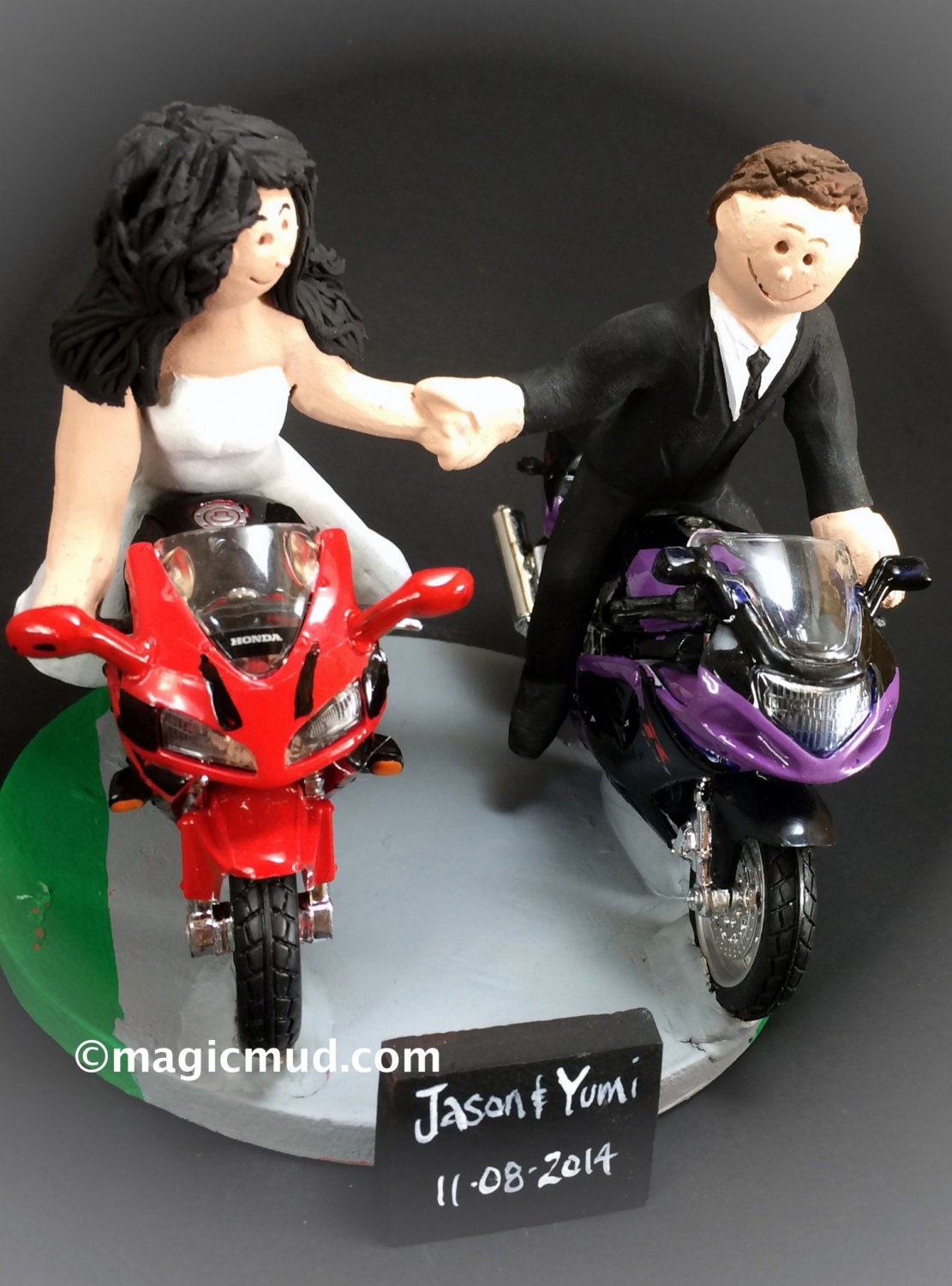 Crotch Rocket Motorcycles Wedding Cake Topper - Custom made Motorcycle Wedding Cake Topper, Honda Motorcycle Wedding Cake Topper - iWeddingCakeToppers