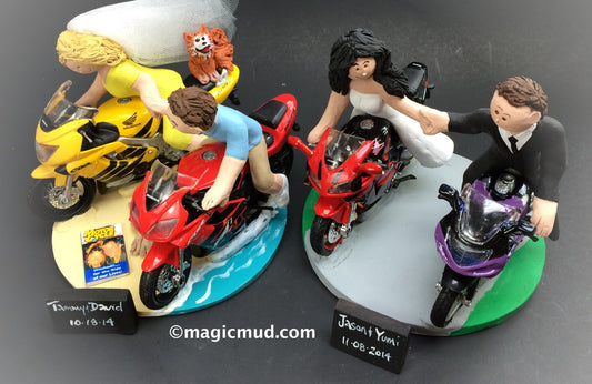 Crotch Rocket Motorcycles Wedding Cake Topper - Custom made Motorcycle Wedding Cake Topper, Honda Motorcycle Wedding Cake Topper