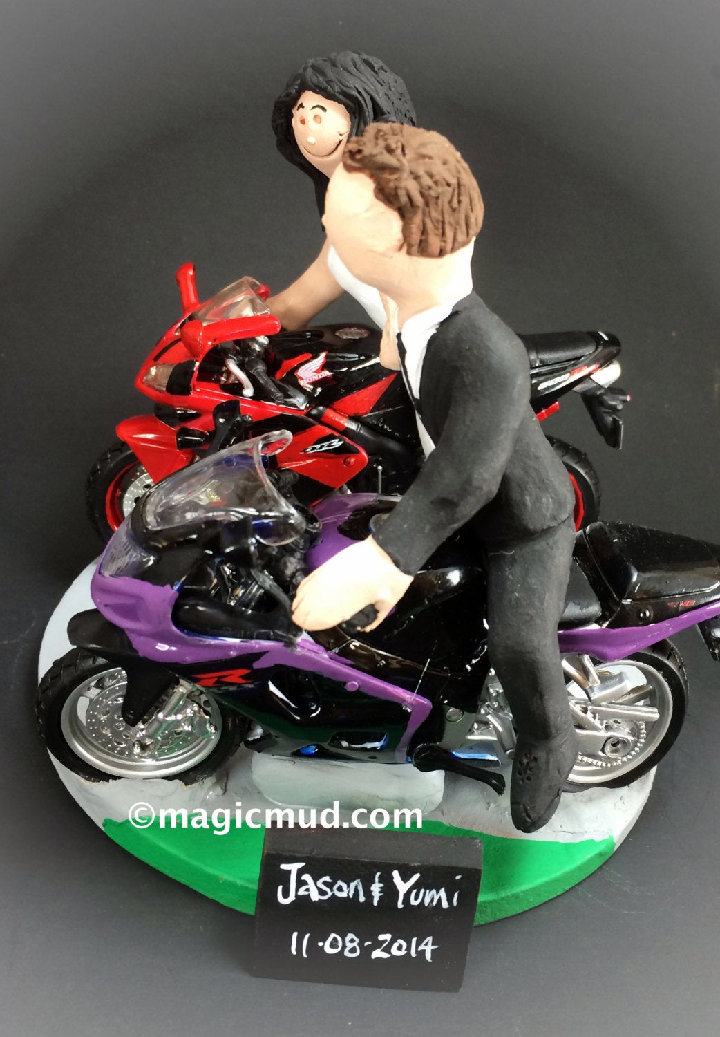 Crotch Rocket Motorcycles Wedding Cake Topper - Custom made Motorcycle Wedding Cake Topper, Honda Motorcycle Wedding Cake Topper - iWeddingCakeToppers