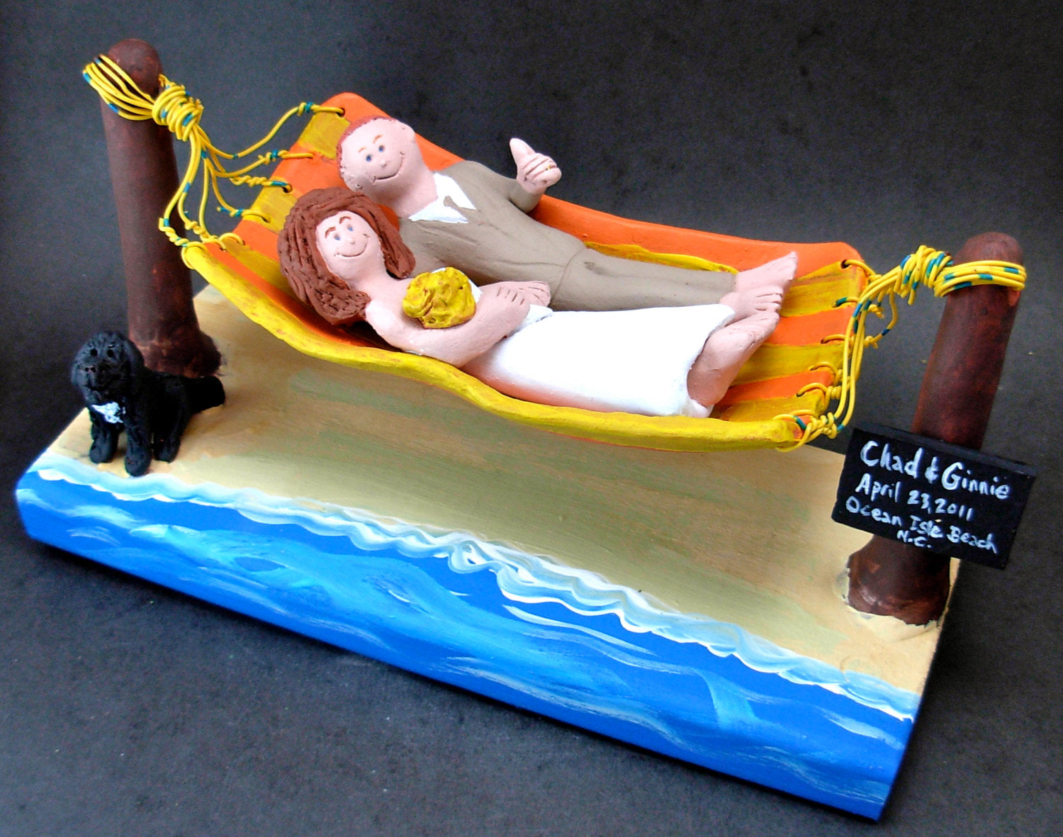 Cruise Ship Wedding Cake Topper - Bride and Groom with Hot Dogs Wedding Cake Topper, Bride and Groom on Cruise Ship Wedding Cake Topper - iWeddingCakeToppers